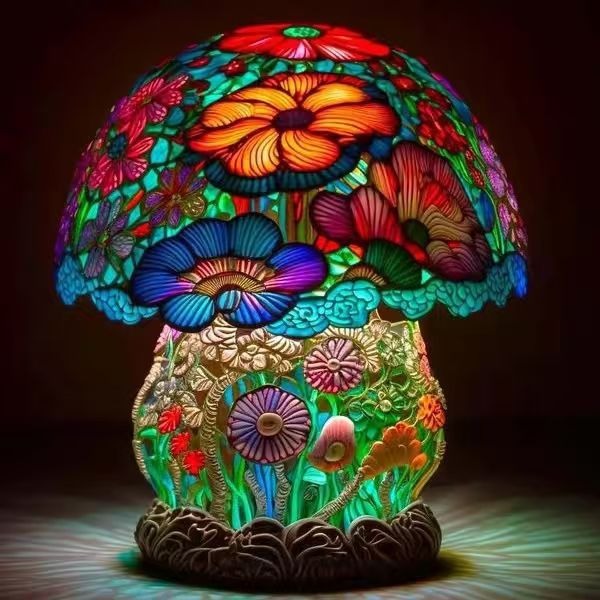 GARDENLUXE | COLORFUL FLORAL MUSHROOM LAMP